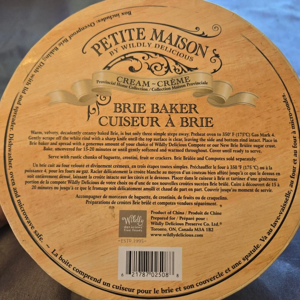 Petite Maison Wildly Delicious Cream Ceramic Brie Baker with Lid Provincial Home